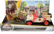 Jurassic World Ellie Sattler autóval és dinoszaurusszal - Figura