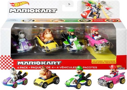 Hot Wheels - Kart Stück - Engländer 4 Spielzeugauto-Set Mario