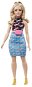 Barbie Modell - Fekete-kék ruha övtáskával - Játékbaba