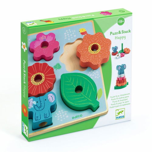 DJECO Dřevěné puzzle - Puzz & Stack Happy - Puzzle - Hlavní obrázek