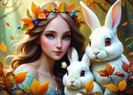 ALIPSON Puzzle Fantasy - Girl with Rabbits 500 pieces - Jigsaw Puzzle