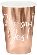 PARTYDECO She said yes/bachelorette cups, rose gold/rosegold 220 ml, 12 pcs - Drinking Cup