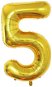 Atomia születésnapi, 5-ös szám, arany, fólia, 82 cm - Lufi