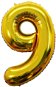 Atomia születésnapi, 9-es szám, arany, fólia, 82 cm - Lufi