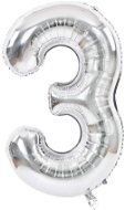 Atomia születésnapi, 3-as szám, ezüst, fólia, 82 cm - Lufi