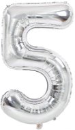 Atomia fóliový balón narodeninové číslo 5, strieborný 82 cm - Balóny