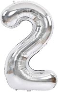 Atomia fóliový balón narodeninové číslo 2, strieborný 46 cm - Balóny