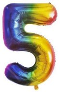 Atomia születésnapi, 5-ös szám, szivárvány színű, fólia, 102 cm - Lufi