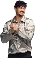 Boland Silver men's disco shirt size. L - Costume