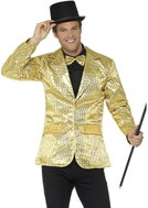 Smiffys Men's gold sequin jacket size. L - Costume