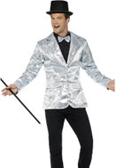 Smiffys Men's silver sequin jacket size 2.5 mm. XL - Costume