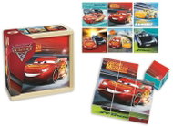 Playme Dřevěné obrázkové kostky Auta (Cars) - 9 kostek - Wooden Blocks