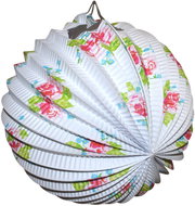 Wiky white sphere lantern with flowers 25cm - Chinese Lantern