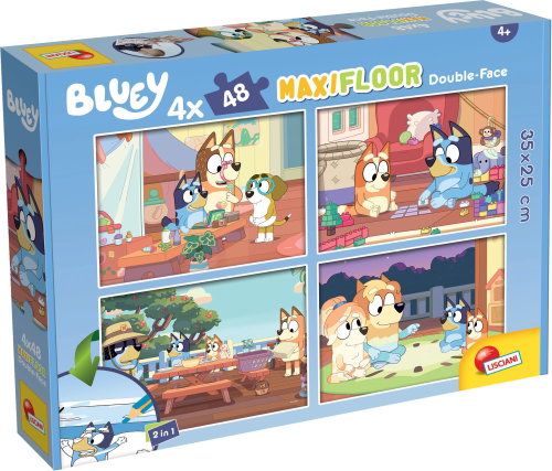 Lisciani Double-Sided MAXI Puzzles 4 × 48 Pieces Bluey (with Colouring Pages) - Jigsaw Puzzle - Main image