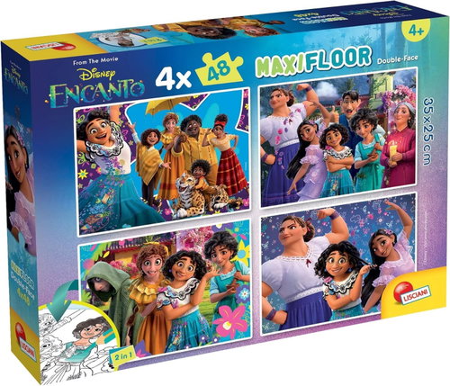 Lisciani Encanto Double-Sided MAXI Puzzle 4 × 48 Pieces (with Colouring Pages) - Jigsaw Puzzle - Main image