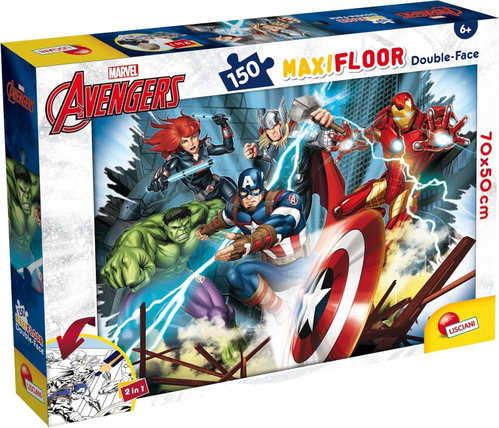 Lisciani Double-Sided MAXI Puzzle 150 Pieces Marvel Avengers (with colouring page) - Jigsaw Puzzle - Main image