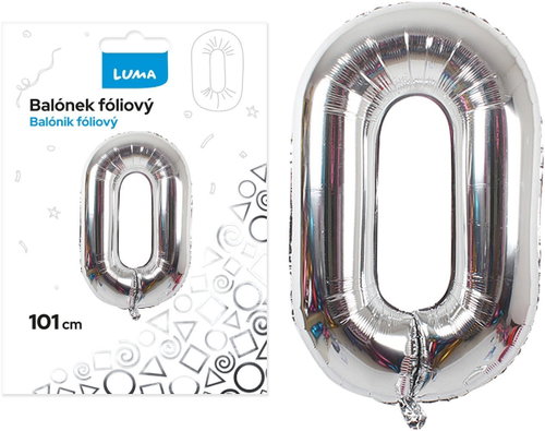 LUMA trading Foil balloon No. 0 silver, 101 cm - Helium Balloons - Main image
