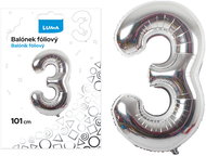 LUMA trading Foil balloon No. 3 silver, 101 cm - Helium Balloons