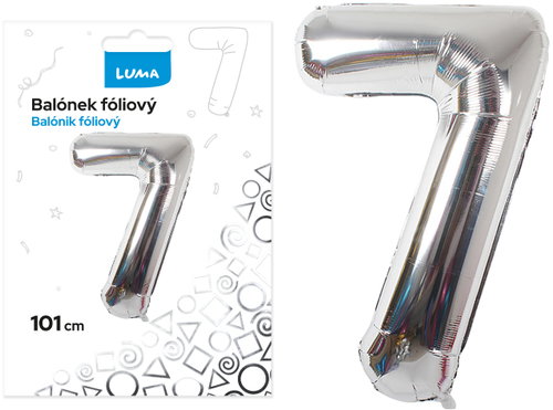 LUMA trading Foil balloon No. 7 silver, 101 cm - Helium Balloons - Main image