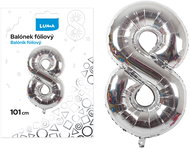 LUMA trading Foil balloon No. 8 silver, 101 cm - Helium Balloons