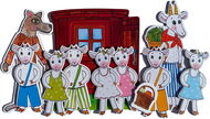 Loutka Marionetino O neposlušných kůzlátkách - loutky 9 ks, chlívek - Loutka