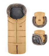Petite&Mars Set fusak Arctic 4v1 + rukavice na kočárek Furry Elegant Caramel - Fusak do kočárku