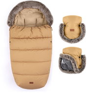 Petite&Mars Set Comfy 4in1 fusak + gloves Furry Elegant Caramel - Stroller Footmuff
