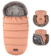 Petite&Mars Set fusak Comfy 4v1 + rukavice na kočárek Furry Pastel Peach - Fusak do kočárku
