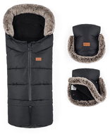 PETITE&MARS Set Fusak Arctic 4v1 + rukavice na kočárek Furry Forever Black - Fusak do kočárku
