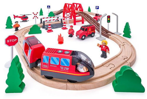 Woody Hasiči s elektrickou mašinkou 60 dielov - Vláčiková dráha - Hlavný obrázok
