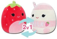 Soft Toy Squishmallows 2v1 Jahoda Scarlet a jahodové mléko Amelie - Plyšák