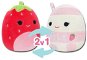 Soft Toy Squishmallows 2v1 Jahoda Scarlet a jahodové mléko Amelie - Plyšák