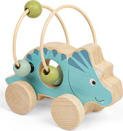Bigjigs Toys Triceratops na kolečkách s korálky - Motorický labyrint
