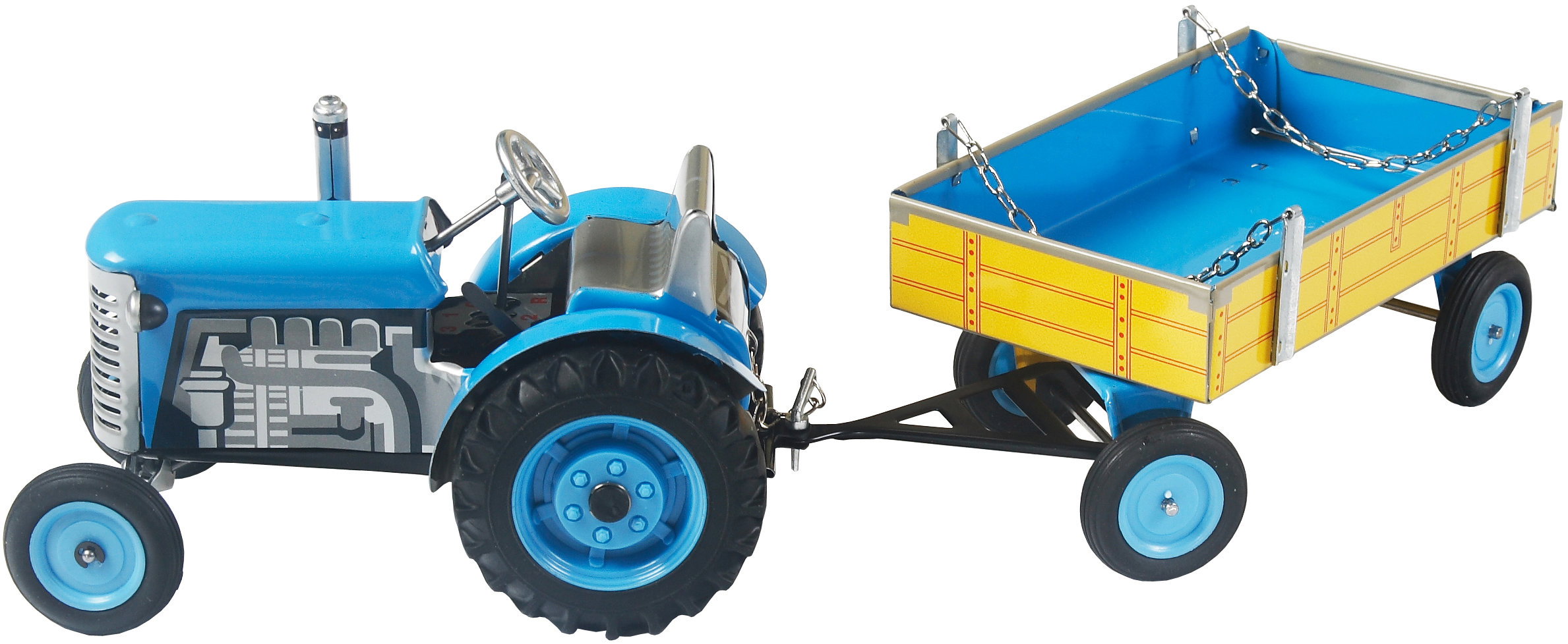 Kovap Zetor traktor, kulccsal felhúzható, kék