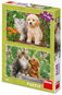 Dino Hund und Katze im Garten 2 × 48 Stück - Puzzle