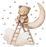 Sipo Wall Stickers Teddy bear on a ladder - Self-Adhesive Decoration