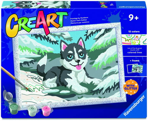 Ravensburger 120232612 CreArt Playful Husky with Glitter - Painting by Numbers - Main image