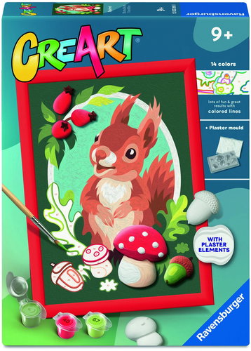 Ravensburger 120232650 CreArt Cute squirrel with plaster mould - Painting by Numbers - Main image