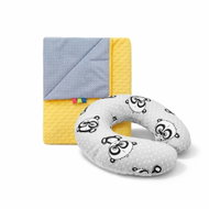 COSING Set Minky blanket + neck warmer Panda yellow/grey - Travel Pillow