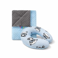 COSING Set Minky blanket + neck warmer Panda blue - Travel Pillow