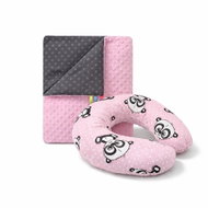 COSING Set Minky blanket + neck warmer Panda pink - Travel Pillow