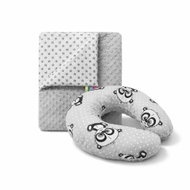 COSING Set Minky blanket + neck warmer Panda gray - Travel Pillow