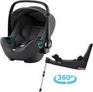 Britax Römer Baby-Safe 3 i-Size so základňou Flex Base 5Z Bundle Midnight Grey - Autosedačka