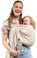 Boba Ring Sling Lněný kroužkový šátek a nosič (32 – 16 kg) béžový - Baby carrier wrap