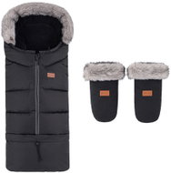 PETITE&MARS Set zimní fusak Arctic 4v1 + rukavice na kočárek Fjora Forever Black - Stroller Footmuff