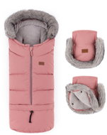 PETITE&MARS Set fusak Arctic 4v1 + rukavice na kočárek Furry Old Rose - Stroller Footmuff