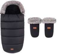 PETITE&MARS Set zimní fusak Comfy 4v1 + rukavice na kočárek Fjora Forever Black - Stroller Footmuff