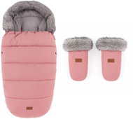 PETITE&MARS Set zimní fusak Comfy 4v1 + rukavice na kočárek Fjora Old Rose - Stroller Footmuff