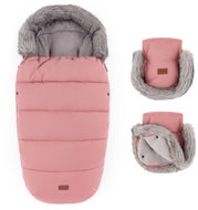 PETITE&MARS Set fusak Comfy 4v1 + rukavice na kočárek Furry Old Rose - Stroller Footmuff