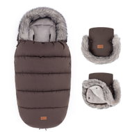 PETITE&MARS Set fusak Comfy 4v1 + rukavice na kočárek Furry Rich Brown - Stroller Footmuff